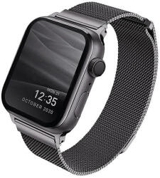 UNIQ óraszíj Dante Apple Watch Series 1/2/3/4/4/5/6/7/8/9/SE/SE2 38/40/41mm rozsdamentes acél, grafitszürke