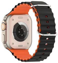 Beline Apple Watch óraszíj szilikon Waves 42/44/45/49mm, fekete, narancssárga