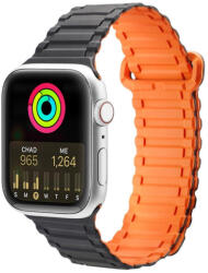 Dux Ducis óraszíj (Armorozott verzió) Apple Watch SE óraszíj, 9, 8, 7, 6, 5, 4, 3, 2, 1 (41, 40, 38 mm) szilikon mágneses szalag karkötő, fekete, narancssárga