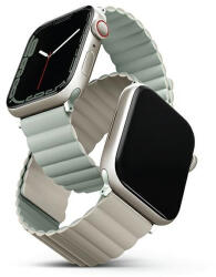 UNIQ Revix óraszíj Apple Watch Series 1-8/SE/SE2 38/40/41mm Reversible Magnetic, zöld-bézs