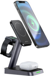 Acefast Qi Wireless Charger 15W iPhone (with MagSafe), Apple Watch and Apple AirPods Stand Holder Magnetic Holder tok, fekete (E3 tok, fekete)