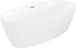 Mexen Olea szabadon álló kád minta 170 x 80 cm, fehér, réz túlfolyó kefélve - 52821708000-65 (52821708000-65)