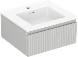 Mexen Rivel fürdőszobai szekrény 50 cm-es Otis mosdóval, 1 fiók, bordázott, szürke matt/fehér matt - 91A20-05023-1-BF62-W18M01 (91A20-05023-1-BF62-W18M01)