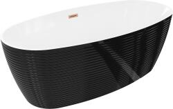 Mexen Lira szabadon álló kád minta 170 x 80 cm, fehér/fekete, réz átfolyó matt-kefe - 52831708075-65 (52831708075-65)
