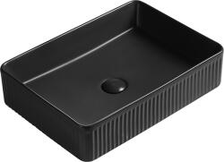 Mexen Grovo munkalapra helyezett, bordázott mosdókagyló 50 x 34 cm, fekete matt - 22305085 (22305085)