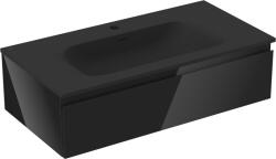 Mexen Orio 90 cm-es fürdőszobaszekrény Vela mosdóval, 1 fiók, fekete fényes/fekete matt - 91A10-09023-1-BF70-W23M71 (91A10-09023-1-BF70-W23M71)