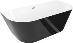 Mexen Oval Slim szabadon álló fali kád 170 x 80 cm, fehér/fekete, túlfolyó rózsaarany - 52661708075-60 (52661708075-60)