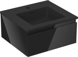 Mexen Orio 50 cm-es fürdőszobaszekrény Otis mosdóval, 1 fiók, fekete fényes/fekete matt - 91A10-05023-1-BF70-W18M71 (91A10-05023-1-BF70-W18M71)
