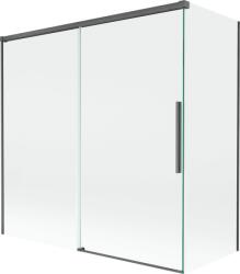 Mexen Rox 2-szárnyú eltolható kádparaván 160 + 75 x 150 cm, átlátszó, fegyverszürke kefélt - 8C9-160-075-66-00 (8C9-160-075-66-00)