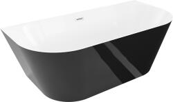 Mexen Oval Sim szabadon álló fal melletti kád 170 x 80 cm, fehér/fekete, túlfolyó selyemfényű nikkel - 52661708075-97 (52661708075-97)