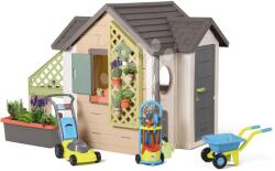 Smoby Căsuța grădinarului Garden House Smoby excepțional de extensibilă cu mașină de tuns iarba roabă și cărucior cu unelte (SM810255-X) Casuta pentru copii