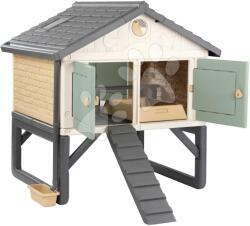 Smoby Coteț pentru 5 găini cu hrănitoare și cuib Cluck Cluck Cottage Life Smoby 4 uși cu scară și ou fals înălțime 128 cm cu filtru UV (SM890102) Casuta pentru copii