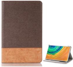 Gigapack Huawei MatePad Pro WIFI tok álló bőr hatású aktív flip textil minta sötétbarna (GP-96550)