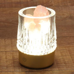 GLOBO Érintőkapcsolós asztali LED dekor lámpa, tölthető, sókristály hatású - Lizzy Globo 21044 - szabályozható fényerősség, 3000 K, 95 lm, 1 W, 1 méteres kábel, akkumulátoros (21044)