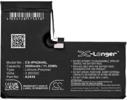 Cameron Sino Li-Polymer akku (3.85V/3000mAh. Apple A2656 kompatibilis) FEKETE (CS-IPH264SL)