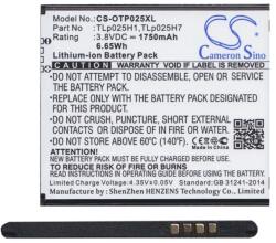 Cameron Sino Li-Ion akku (3.8V/1750mAh, Alcatel TLp025H1 kompatibilis) FEKETE (CS-OTP025XL)