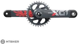SRAM X01 Eagle DUB Boost Carbon hajtómű, 175 mm, 1x12, 32 fog, Lunar/Oxy Red