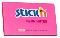 Stickn Öntapadós jegyzetek 76 x 127 mm, 100 lap, Stick"n - neon rózsaszín (HO-21169-75450)