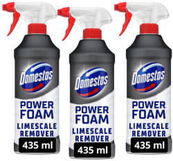 Domestos Power Foam WC és fürdőszoba tisztító hab spray, vízkóoldó (3x435 ml)