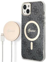 GUESS Bundle Pack MagSafe 4G Vezeték nélküli töltő + iPhone 14 tok - Arany (5V / 3A) (GUBPP14SH4EACSK) (GUBPP14SH4EACSK)