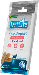 Vet Life Hypoallergenic Pork & Potato + Dental Treat, Medium & Maxi (3 tasak ~ 3 x 7 db rágórúd ~ 3 x 100 g) 300g