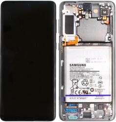 Samsung GH82-24555C Gyári Samsung Galaxy S21 Plus OLED kijelző érintővel Ezüst kerettel, előlap, akkumulátorral (GH82-24555C)