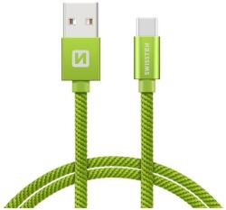 SWISSTEN 71521207 USB-A apa - USB. -C apa 2.0 Adat és töltő kábel - Zöld (1.2m) (71521207) (71521207)