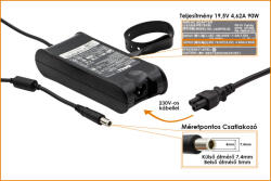 Dell PA-10 19.5V 4.62A 90W gyári új töltő (9T215, PA-1900-02D2)