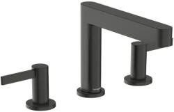 Hansgrohe Finoris 3 lyukú mosdócsaptelep 110, push-open lefolyógarnitúrával, szálcsiszolt fekete króm 76033340 (76033340)
