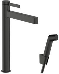 Hansgrohe Finoris mosdó csaptelep 260 lefolyógarnitúrával, bidé kézizuhannyal, szálcsiszolt fekete króm 76220340 (76220340)