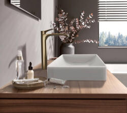 Hansgrohe Vivenis egykaros magasított mosdó csaptelep 250 automata lefolyógarnitúrával CoolStart, szálcsiszolt bronz 75044140 (75044140)