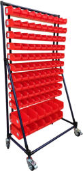 DPS Csővázas Mh-Box tartó állvány , görgővel szerelve 1800x980x500 mm, 92 db dobozzal (230512_GD)