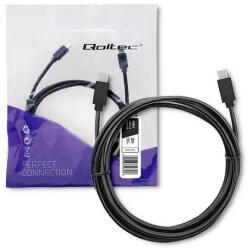 Qoltec USB 2.0 kábel C típusú apa | USB 2.0 C típusú apa | 2m | Fekete (52345)