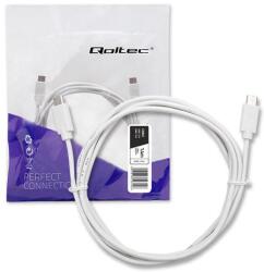 Qoltec USB 2.0 kábel C típusú apa | USB 2.0 C típusú apa | 1, 4m | Fehér (52344)