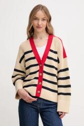 Tommy Hilfiger pamut kardigán bézs, női, meleg, WW0WW45552 - bézs L/XL