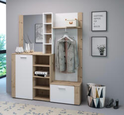  Előszoba bútor szett Artisan tölgy / fehér matt színkombinációban - BARRY (wipPUBAPR20DBM0C5030)