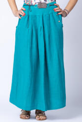 Shopika Fusta lunga casual, turcoaz, din in, cu o curea fancy Talie unica