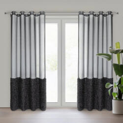 Takoy Perdea MARION din etamină decorată cu o aplicație pufoasă de blană în partea de jos 140 x 250 cm