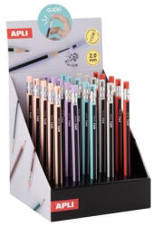 APLI Töltőceruza display, mechanikus, 2 mm, hegyezővel, ceruzahatású, APLI, vegyes színekben, 25 db (LCA20272) - onlinepapirbolt