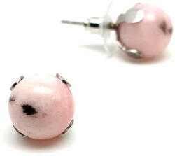 MyVanilla Ásvány Fülbevaló acél karmos golyó pink Opál 10mm