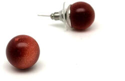 MyVanilla Ásvány Fülbevaló golyó vörös goldstone 12-12, 5mm