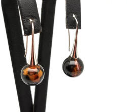 MyVanilla Ásvány Fülbevaló golyó sardonyx kis kürt lógós 10-11mm