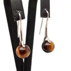 MyVanilla Ásvány Fülbevaló golyó tigrisszem multi ívelt lógós 10-11mm