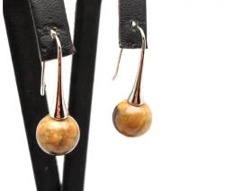 MyVanilla Ásvány Fülbevaló golyó riolit kis kürt lógós 10-10, 5mm