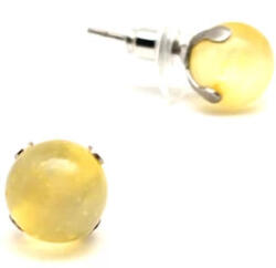 MyVanilla Ásvány Fülbevaló acál karmos golyó Szelenit sárga 8mm