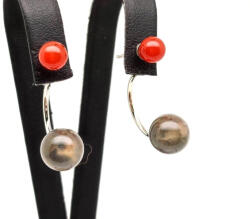 MyVanilla Ásvány Fülbevaló golyó hegyikristály karneol dupla 6-9mm