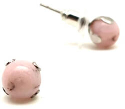 MyVanilla Ásvány Fülbevaló acél karmos golyó pink Opál 6mm