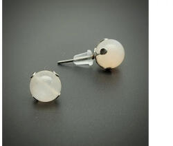 MyVanilla Ásvány Fülbevaló acél karmos golyó fehér holdkő 8mm