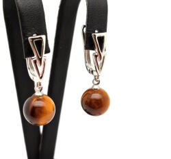 MyVanilla Ásvány Fülbevaló golyó tigrisszem nyíl záras 10mm