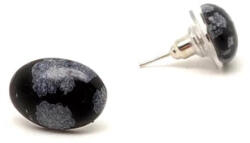 MyVanilla Ásvány Fülbevaló ovális hópehely obszidián 6, 5x8, 5mm